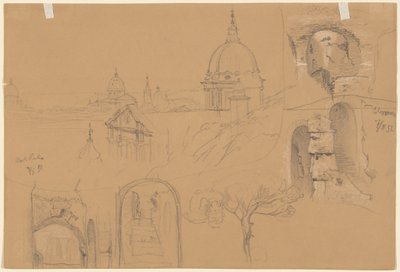 Studies of the Colosseum and Monte Pincio by Julius Jacob the Elder