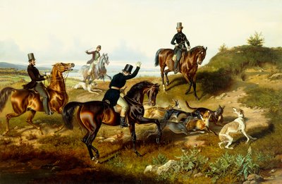 Frederick II with His Hunting Party by Julius Zimmerman