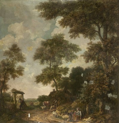 Wall Painting of a Dutch Landscape with a Sandy Road by Jurriaan Andriessen (attributed to)