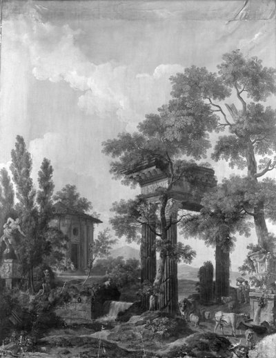 Wall Hanging with Arcadian Landscape, Belonging to the Hall of Herengracht 40 by Jurriaan Andriessen