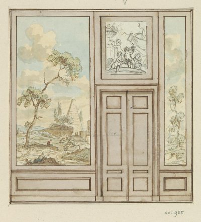 Design Drawing for a Room Wall with Door by Jurriaan Andriessen