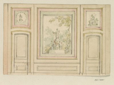 Design drawing for a room wall with two doors by Jurriaan Andriessen