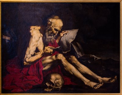 Saint Jerome Reading by Jusepe de (1591-1652) Ribera