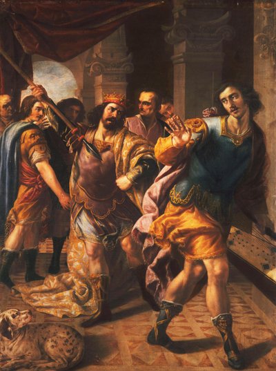 David before Saul by Jusepe or Jose Leonardo