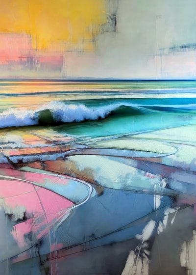 Colorful Beach Wave by Justyna Jaszke