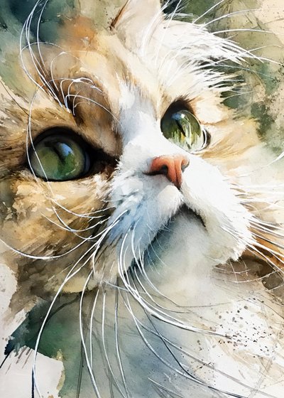 Curious Watercolor Cat by Justyna Jaszke