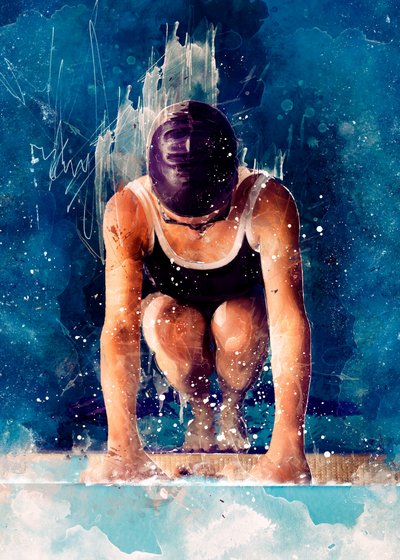 Focused Swimmer Start by Justyna Jaszke
