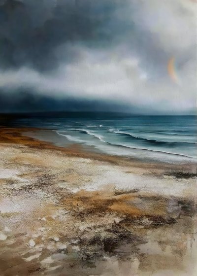 Stormy Beach Rainbow by Justyna Jaszke