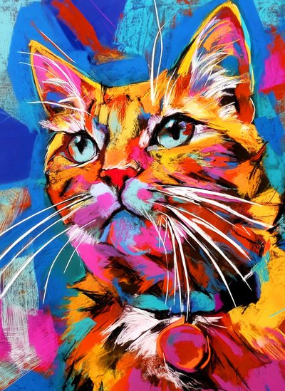 Vibrant Cat Portrait by Justyna Jaszke