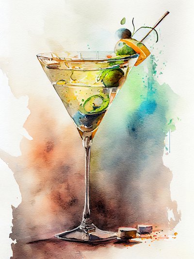 Vibrant Martini Painting by Justyna Jaszke