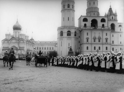 Tsar Nicholas II Reviewing the Parade of the Pupils of Moscow in the Kremlin, Russia, 1912 by K. von Hahn