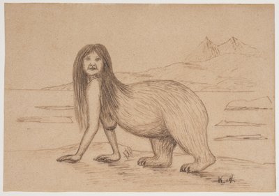 Woman with a Hind Part of an Ice Bear’s Body (illustration for an Inuit legend) by Kaarale Andreassen