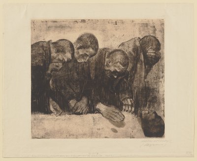 The Four Figures on the Right of the Original Composition "Memorial Sheet for Karl Liebknecht. Rejected First Version" by Käthe Kollwitz