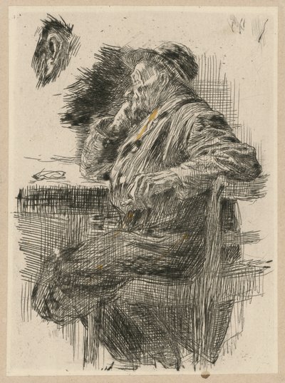 Man Sitting at the Table by Käthe Kollwitz