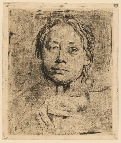 Self-Portrait with the Left Hand (1st State) by Käthe Kollwitz