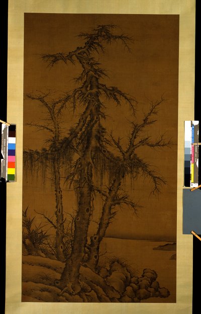 Old Trees, Bamboo, and Rocks, about 1300 by Kan Li