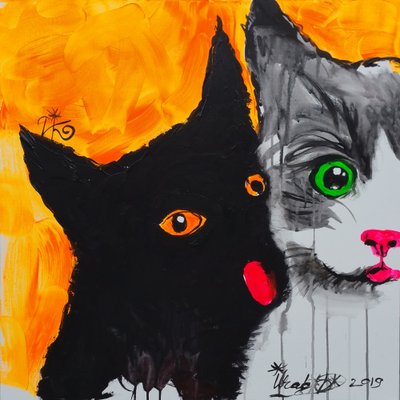 Colorful Cat Duo by Kanat Ibragimov