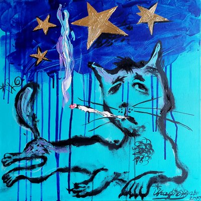 Dreamy Smoking Cat by Kanat Ibragimov