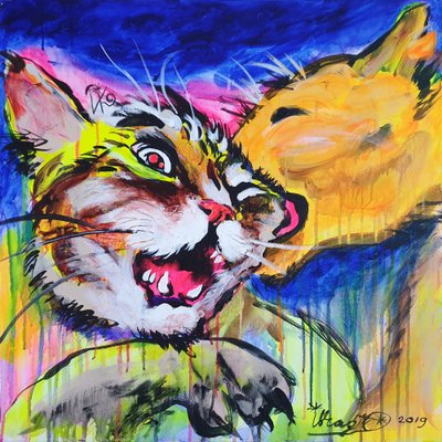 Fierce Cat Embrace by Kanat Ibragimov
