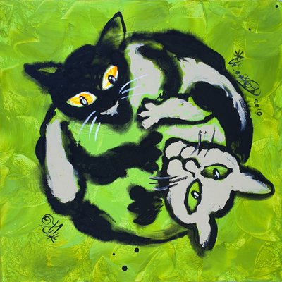 Playful Yin Yang Cats by Kanat Ibragimov