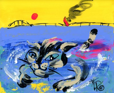 Swimming Cat Under Sun by Kanat Ibragimov