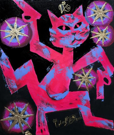 Vibrant Neon Cat by Kanat Ibragimov