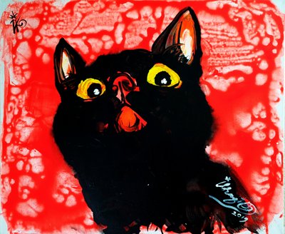 Vivid Black Cat Portrait by Kanat Ibragimov