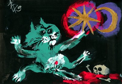 Witch Cat Celestial Spell by Kanat Ibragimov