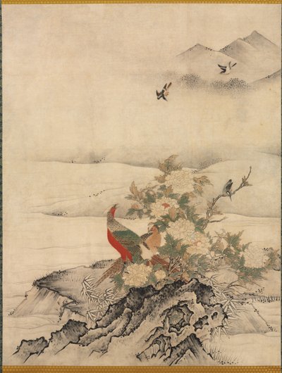 Flowers and Birds in a Spring Landscape by Kano Motonobu