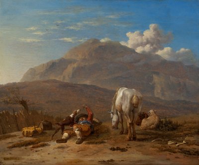Italian Landscape with a Young Shepherd Playing with his Dog by Karel Dujardin