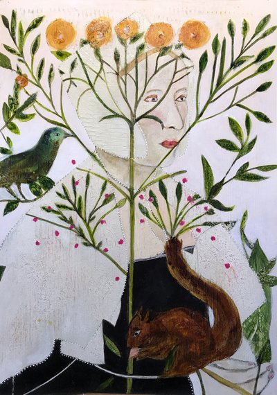 Woman And Woodland Creatures by Karenina Fabrizzi