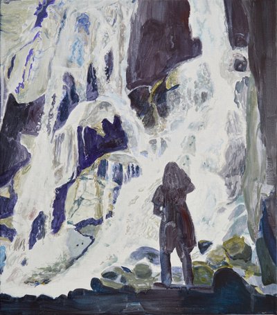 Person at Majestic Waterfall by Karin Bos