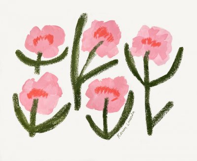 Modern Pink Flowers by Karin Lauria