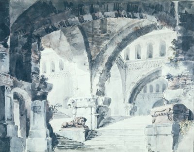 A Stage Drawing for a Vast Arched Interior by Karl Friedrich Schinkel