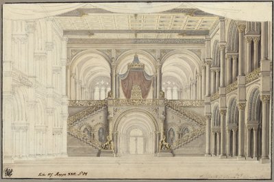 Agnes von Hohenstaufen. Opera by Gaspare Spontini. Design for the 3rd Decoration. Throne Room by Karl Friedrich Schinkel