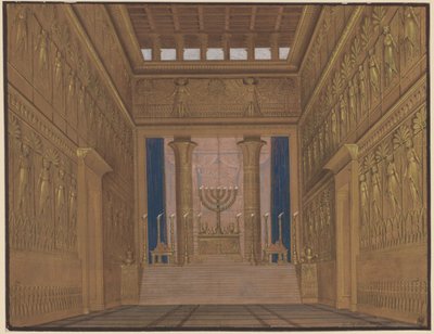 Athalia. Opera by Johann Nepomuk von Poissl. Design for the 2nd Decoration. Interior View of the Temple in Jerusalem by Karl Friedrich Schinkel
