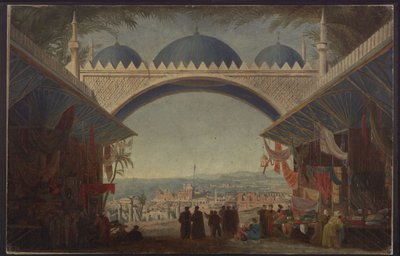 Aucassin and Nicolette. Opera by Georg Abraham Schneider. Design for the 5th Decoration. Bazaar in Tunis by Karl Friedrich Schinkel