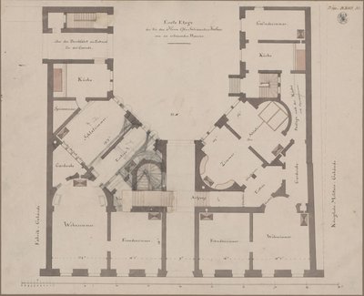 Berlin. Feilnerhaus. Ground Plan of the First Floor by Karl Friedrich Schinkel