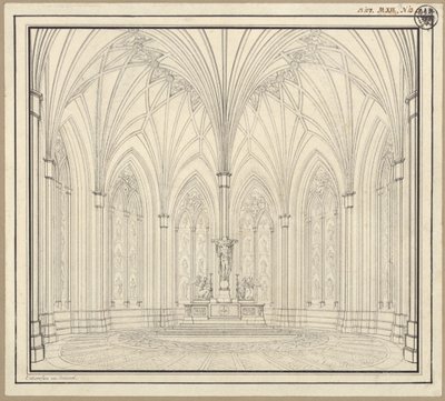 Berlin, Spittelmarkt. Design for Gertraudenkirche. Interior View of the Choir by Karl Friedrich Schinkel