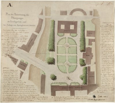 Berlin, Unter den Linden. Design for the Layout of the Lustgarten by Karl Friedrich Schinkel
