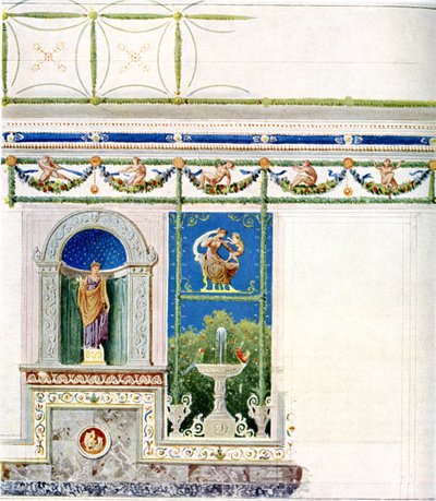 Berlin, Wilhelmplatz. Palace of Prince Karl of Prussia, Dining Room. Design for Wall and Ceiling by Karl Friedrich Schinkel