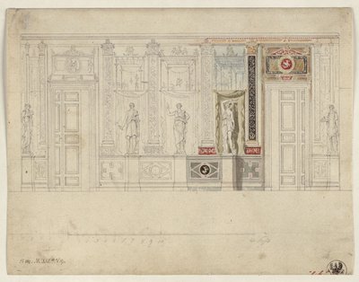 Berlin, Wilhelmstraße 102. Palace of Prince Albrecht of Prussia, Design for the Oval Dining Room by Karl Friedrich Schinkel