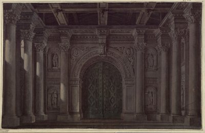 Bride of Messina. Tragedy by Friedrich Schiller. Design for the 1st and Last Decoration. Hall with Columns and Portal by Karl Friedrich Schinkel