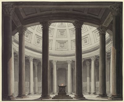 The Vestal. Opera by Gaspare Spontini. Design for the 2nd Decoration. View into the Temple of Vesta by Karl Friedrich Schinkel