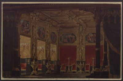 Don Carlos. Tragedy by Friedrich Schiller. Design for the 5th Decoration. Cabinet of Princess Eboli by Karl Friedrich Schinkel