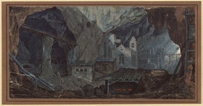 Iron Mine in Catalonia. Interior View by Karl Friedrich Schinkel