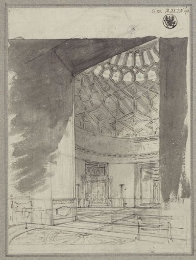 English Country House. View into the Dome Room with Coffering by Karl Friedrich Schinkel