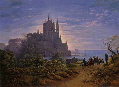 Gothic Church on a Rock by the Sea by Karl Friedrich Schinkel