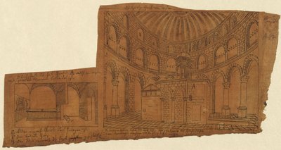 Jerusalem. Church of the Holy Sepulchre. Interior View by Karl Friedrich Schinkel