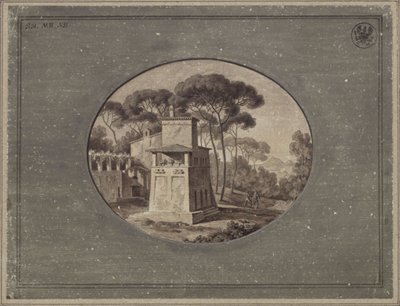“Dairy Farm in the Pine Grove of the Villa Borghese near Rome” / The Casa Cenci in the Park of the Villa Borghese in Rome by Karl Friedrich Schinkel